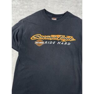 Harley Davidson Shirt Mens Large Black 2011 Screaming Eagle Double Sided Biker